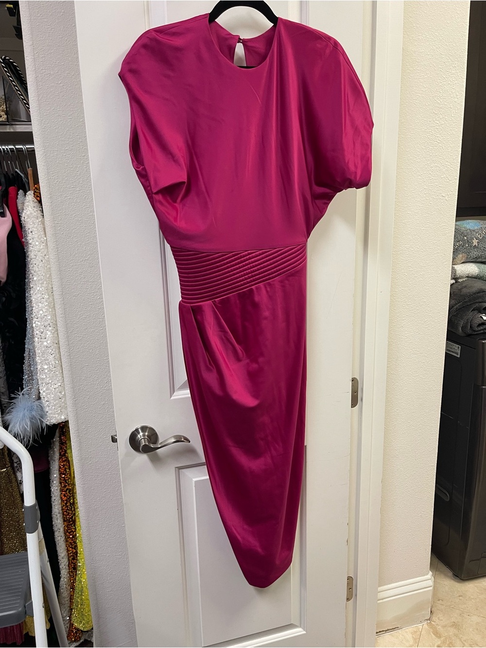 Zhivago Fuchsia Pink Draped Midi Dress